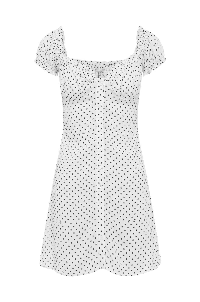 Isabelle Dress | White Polka Dot